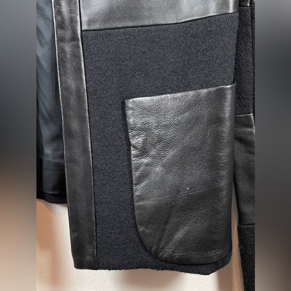 NWOT L’Agence Women’s Harper Leather and Wool Contrast Blazer in Black Size 2 - Picture 10 of 16